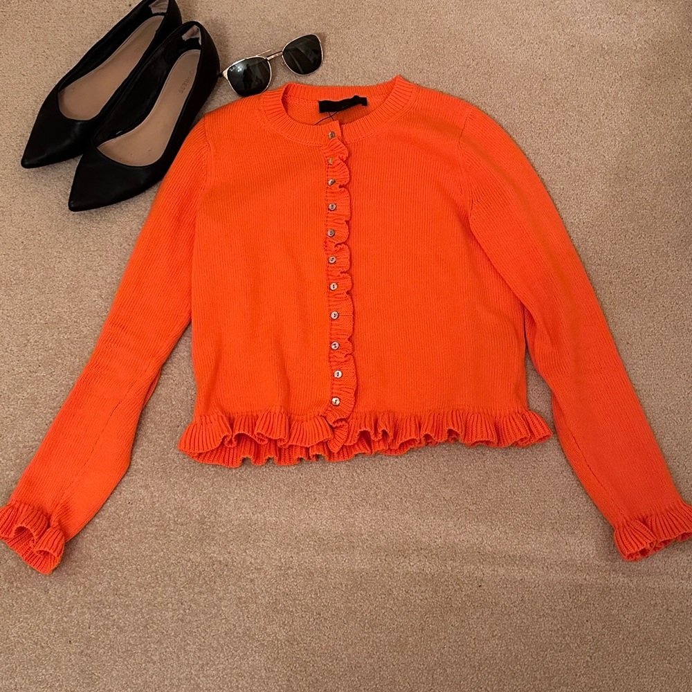 Zara Orange Ruffled Blouse Size S